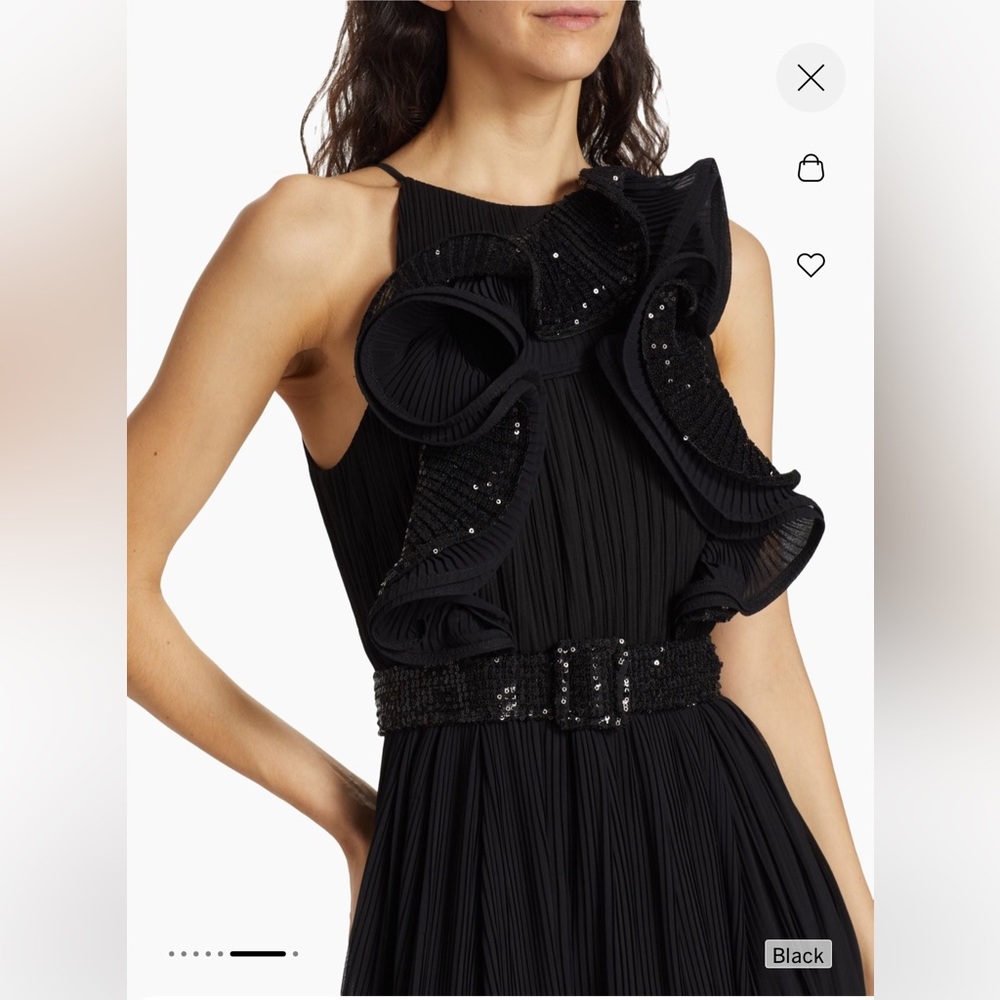 Badgley Mischka Pleated Sequin Ruffle Gown! - Picture 5 of 16